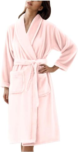 Kimono Flannel Bathrobe for Women Terry Cloth Robes Quick Dry Warm Soft Knee Length Towel Bathrobes with Blet in Saudi Arabia