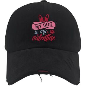 My Dogs is My Valentines Hats for Mens Washed Distressed Baseball Cap Stylish Washed Running Hats Adjustable in Saudi Arabia