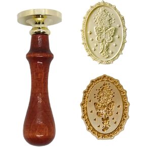 شمع ختم ختم الطول رأس النحاس مع مقبض خشبي لدعوة الزفاف غلاف غلاف غلاف الختم (عينات الفراشة) in Kuwait