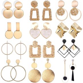 12 زوجًا من البيان ، أقراط متدلية للبالغين ، بارتفع الأنيقة من البار المنسق بالذهول. in Kuwait