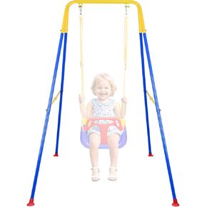Foldable Swing Stand for Kids, Heavy-Duty Metal Swing Frame for Indoor/Outdoor, Suitable for Most Baby Toddler Swings, Easy to Assemble & Store (Swings Not Included) (White) in Kuwait