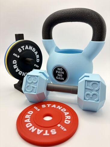 Fitness-Themed Office Desk Set, 3-Piece Dumbbell Business Card Holder, Pen Holder, Black in Saudi Arabia