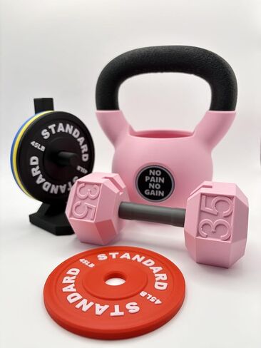 Fitness-Themed Office Desk Set, 3-Piece Dumbbell Business Card Holder, Pen Holder, Black in Saudi Arabia