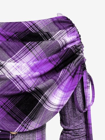 Rosegal Womens Plus Size Sikew Twivover Cinched Plaid Plaid Plaid Clankkerchief HEM MIDI in Saudi Arabia