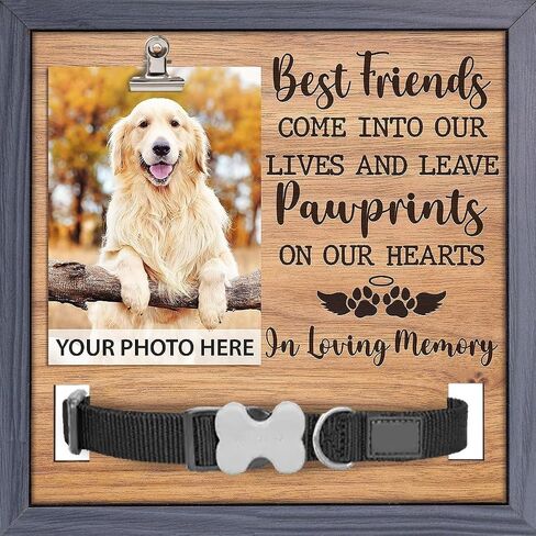 Pawfect House 9x9 IN Pet Picture Frame Memorial With Collar Holder, Loss Of Dog Sympathy Gift, In Loving Memory Of Cat Picture Frame, Dog Bereavement Gifts, Pet Memorial Gifts For Dogs in Saudi Arabia