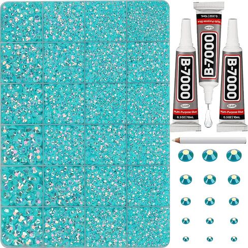 30000Pcs Resin Rhinestones Set for Crafting Bedazzling, Gray Flatback Gems Jewels for Crafts Clothes Shoes Fabric Outfit Nails Makeup, Grey Flat Back Crystal 2-6mm with b 7000 Glue in Kuwait