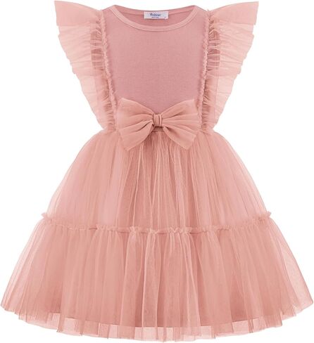 Arshiner Toddler Tutu Dress Girls Tulle Ruffle Bowknot Dresses Summer Wedding Birthday Party Formal Princess Dress 2-6T in Saudi Arabia