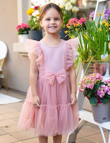 Arshiner Toddler Tutu Dress Girls Tulle Ruffle Bowknot Dresses Summer Wedding Birthday Party Formal Princess Dress 2-6T in Saudi Arabia