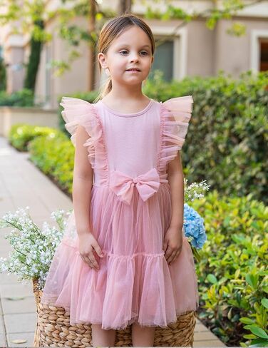 Arshiner Toddler Tutu Dress Girls Tulle Ruffle Bowknot Dresses Summer Wedding Birthday Party Formal Princess Dress 2-6T in Saudi Arabia