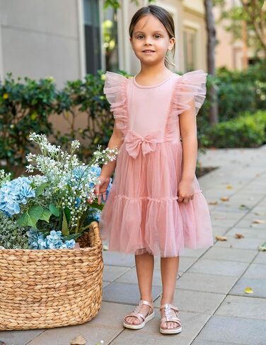 Arshiner Toddler Tutu Dress Girls Tulle Ruffle Bowknot Dresses Summer Wedding Birthday Party Formal Princess Dress 2-6T in Saudi Arabia