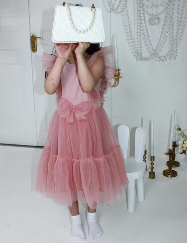 Arshiner Toddler Tutu Dress Girls Tulle Ruffle Bowknot Dresses Summer Wedding Birthday Party Formal Princess Dress 2-6T in Saudi Arabia