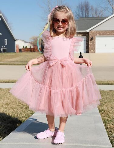 Arshiner Toddler Tutu Dress Girls Tulle Ruffle Bowknot Dresses Summer Wedding Birthday Party Formal Princess Dress 2-6T in Saudi Arabia