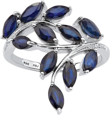 Palm Beach Jewelry Platinum على Marquise Silver Marquise قطع الياقوت الأزرق الأصلي و Leace Leace Ring in Saudi Arabia