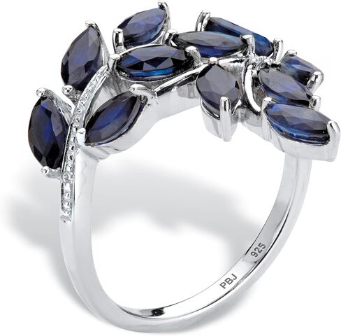 Palm Beach Jewelry Platinum على Marquise Silver Marquise قطع الياقوت الأزرق الأصلي و Leace Leace Ring in Saudi Arabia