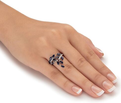 Palm Beach Jewelry Platinum على Marquise Silver Marquise قطع الياقوت الأزرق الأصلي و Leace Leace Ring in Saudi Arabia