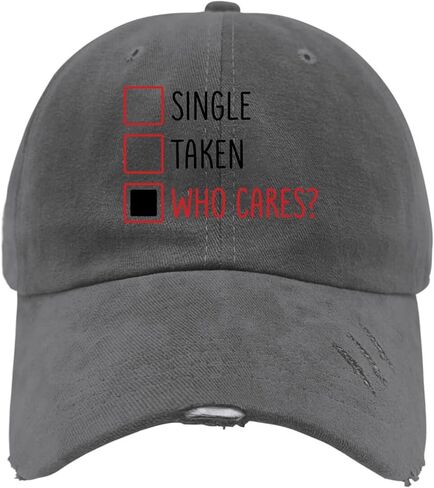 Single Taken Who Cares Valentines Day Hats for Mens Washed Distressed Baseball Caps Vintage Washed Running Hat Breathable Dark Grey in Saudi Arabia