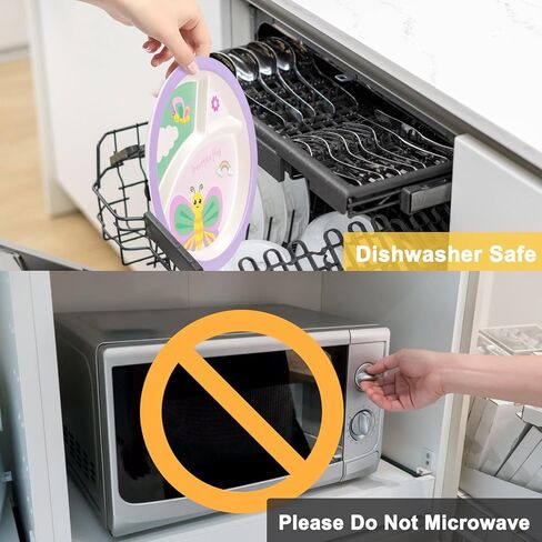 Rabbit Toddler Plate Set 5 Pieces Includes 3-Section Divided Plate, Bowl, Tumbler and Utensil Tableware, Non-BPA Bamboo Fiber Material Perfect for Girls (Rabbit) in Kuwait