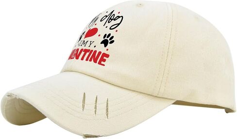 My Dogs is My Valentines Hat for Mens Washed Distressed Baseball Caps Aesthetic Washed Workout Hat Cotton in Saudi Arabia