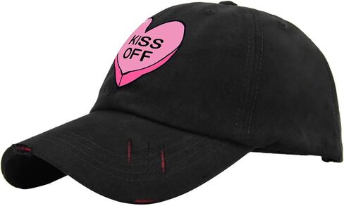 Kiss Off No Valentines Day Hat for Men Washed Distressed Baseball Cap Vintage Washed Hiking Hats Adjustable in Saudi Arabia