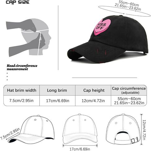 Kiss Off No Valentines Day Hat for Men Washed Distressed Baseball Cap Vintage Washed Hiking Hats Adjustable in Saudi Arabia