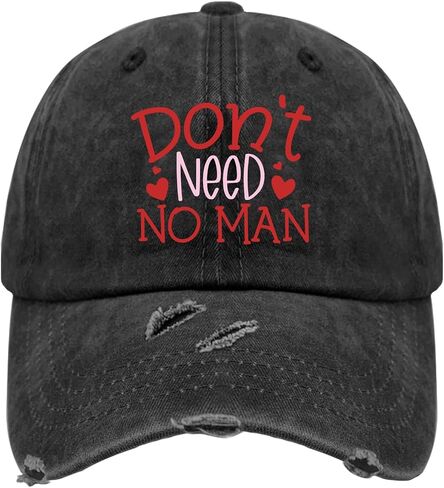 Don't Need No Man No Valentines Day Hats for Men Washed Distressed Baseball Cap Classic Washed Workout Hat Fitted in Saudi Arabia