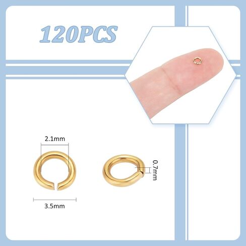 UNICRAFTALE 120Pcs 3 Sizes 18K Gold Plated Open Jump Rings Stainless Steel Round Rings 3~5mm Jump Ring Metal Connector Ring for Jewelry Making and Earring Bracelet Pendant Keychain Accessories in Kuwait