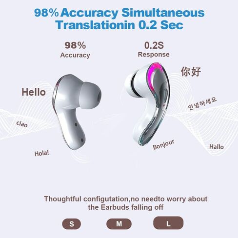 AI Language Translator Earbuds, Supports 144 Languages,Online Translation Real Time, Earphone 3-in-1 Accents，Earbuds Perfect for Travel Business and Learning Voice Language Translator（Black） in Kuwait