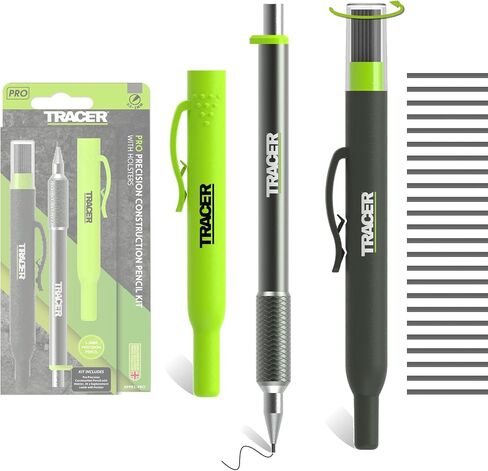 Tracer Pro Series Aluminium Deep Hole Construction Pencil with 6 x Replacement Lead Pack and accompanying Site Holsters - Construction Marking Kit - AMK1-PRO in Kuwait
