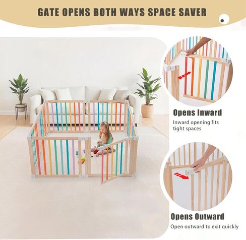 قابلة للطي خشب خشبي ، ساحة كبيرة للعب الأطفال مع بوابة قفل للأطفال والأطفال الصغار من 1-3 سنوات ، Plateable Playpen لمركز النشاط في الهواء الطلق في الهواء الطلق in Kuwait