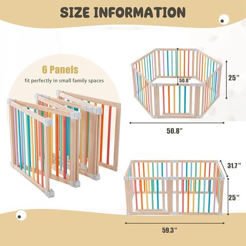 قابلة للطي خشب خشبي ، ساحة كبيرة للعب الأطفال مع بوابة قفل للأطفال والأطفال الصغار من 1-3 سنوات ، Plateable Playpen لمركز النشاط في الهواء الطلق في الهواء الطلق in Kuwait