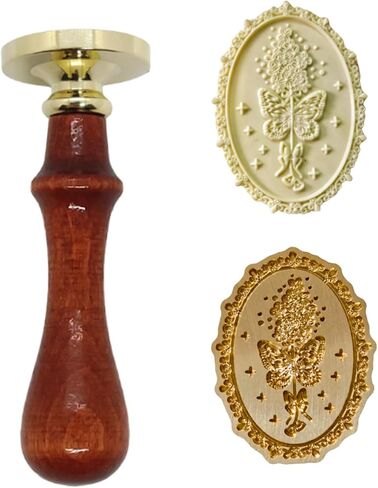 شمع ختم ختم الطول رأس النحاس مع مقبض خشبي لدعوة الزفاف غلاف غلاف غلاف الختم (عينات الفراشة) in Kuwait