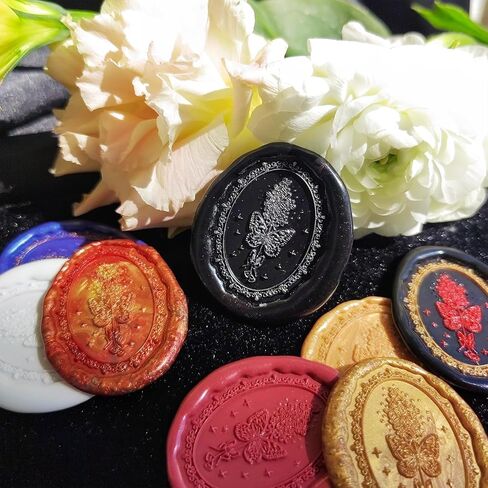 شمع ختم ختم الطول رأس النحاس مع مقبض خشبي لدعوة الزفاف غلاف غلاف غلاف الختم (عينات الفراشة) in Kuwait