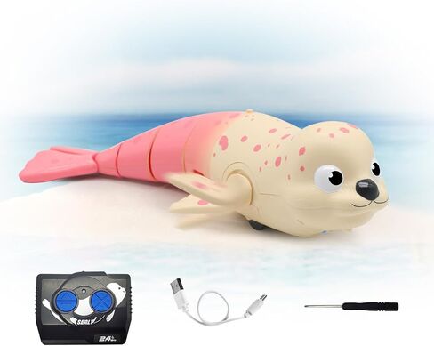 Amphibious RC Toy Seal - 2.4Ghz Waterproof Swimming & Crawling Robot for Kids, Rechargeable Pool & Land Toy with USB-C, Perfect Summer Gift for Ages 3-12 Blue in Saudi Arabia
