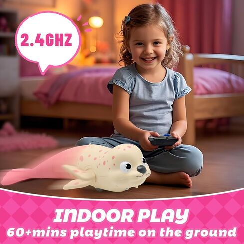 Amphibious RC Toy Seal - 2.4Ghz Waterproof Swimming & Crawling Robot for Kids, Rechargeable Pool & Land Toy with USB-C, Perfect Summer Gift for Ages 3-12 Blue in Saudi Arabia
