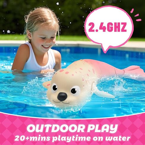 Amphibious RC Toy Seal - 2.4Ghz Waterproof Swimming & Crawling Robot for Kids, Rechargeable Pool & Land Toy with USB-C, Perfect Summer Gift for Ages 3-12 Blue in Saudi Arabia
