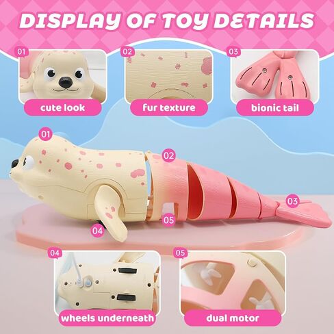 Amphibious RC Toy Seal - 2.4Ghz Waterproof Swimming & Crawling Robot for Kids, Rechargeable Pool & Land Toy with USB-C, Perfect Summer Gift for Ages 3-12 Blue in Saudi Arabia