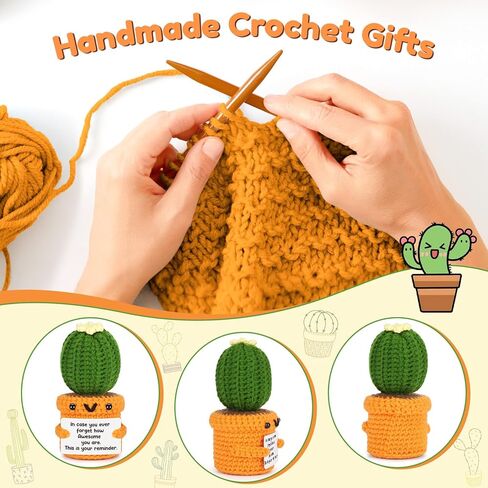Agantree art Crochet Cactus Inspirational Gifts for Women Men Handmade Emotional Encouragement Support Birthday Graduation Gift, Rooting for You Presents for Her, Him, Daughter, Son, Sister, Friend in Kuwait