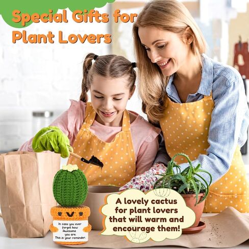 Agantree art Crochet Cactus Inspirational Gifts for Women Men Handmade Emotional Encouragement Support Birthday Graduation Gift, Rooting for You Presents for Her, Him, Daughter, Son, Sister, Friend in Kuwait