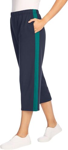 Woman Within Plus Size Side-Stripe Cotton French Terry Capri in Saudi Arabia