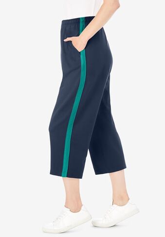 Woman Within Plus Size Side-Stripe Cotton French Terry Capri in Saudi Arabia