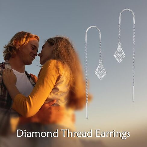 Irish Knot Moonstone/Dreamcatcher/Evil Eye Hand of Fatima/Bee/bat Animal Pull Through Earrings/Tai Chi/Pineapple ear thread 925 Sterling Silver Pull Through Earrings Jewellery for Women in Saudi Arabia