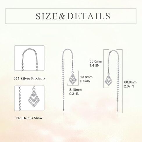 Irish Knot Moonstone/Dreamcatcher/Evil Eye Hand of Fatima/Bee/bat Animal Pull Through Earrings/Tai Chi/Pineapple ear thread 925 Sterling Silver Pull Through Earrings Jewellery for Women in Saudi Arabia