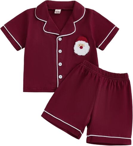 Balaflyie Toddler Baby Pajama Set Boy Girl Button Down Sleepwear Shirt Sleeve Shirt & Shorts Cotton Jammies Lounge Lounge in Kuwait