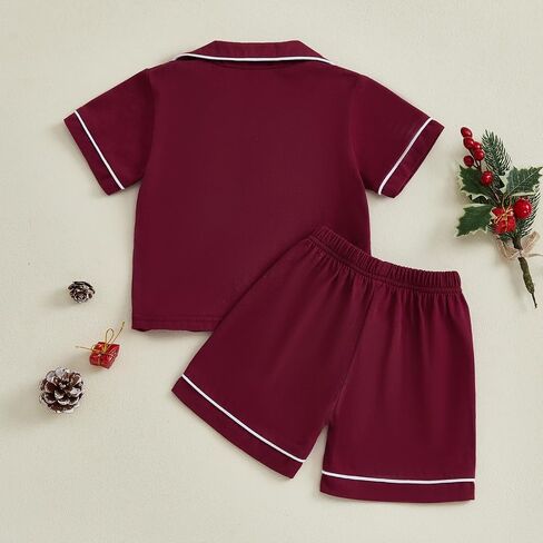 Balaflyie Toddler Baby Pajama Set Boy Girl Button Down Sleepwear Shirt Sleeve Shirt & Shorts Cotton Jammies Lounge Lounge in Kuwait