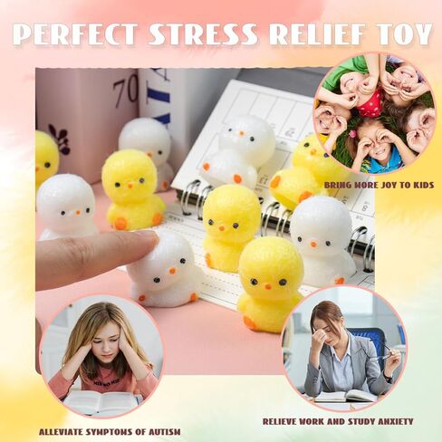 4pcs Mini Taba Squishies Squichy Chick Toy Party Favors for Kids, Fufu Squishy Fidget Toys Small Chick White/Yellow Squeeze Toy for Stress Relief Suitable for Adults Kids in Kuwait