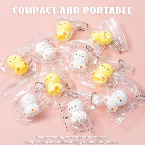 4pcs Mini Taba Squishies Squichy Chick Toy Party Favors for Kids, Fufu Squishy Fidget Toys Small Chick White/Yellow Squeeze Toy for Stress Relief Suitable for Adults Kids in Kuwait