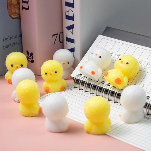 4pcs Mini Taba Squishies Squichy Chick Toy Party Favors for Kids, Fufu Squishy Fidget Toys Small Chick White/Yellow Squeeze Toy for Stress Relief Suitable for Adults Kids in Kuwait