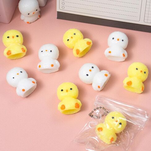 4pcs Mini Taba Squishies Squichy Chick Toy Party Favors for Kids, Fufu Squishy Fidget Toys Small Chick White/Yellow Squeeze Toy for Stress Relief Suitable for Adults Kids in Kuwait
