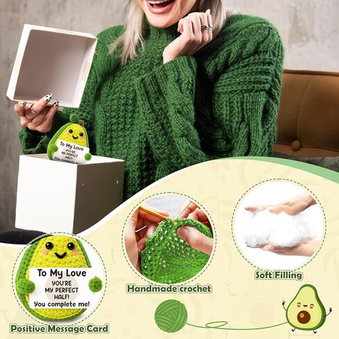 Mom Gift from Daughter Mothers Day Decor Positive Crochet Avocado Emotional Potato Pickle Mini Handmade Birthday Gift for Mother Funny in Kuwait