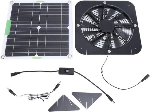 Solar Fan, 100W Solar Exhaust Fan 13.5inch Solar Ventilation Fan Solar Panel Powered Fan Solar Powered Fan Solar Attic Fan with Cable Bracket for Dog Chicken House Greenhouse RV in Saudi Arabia